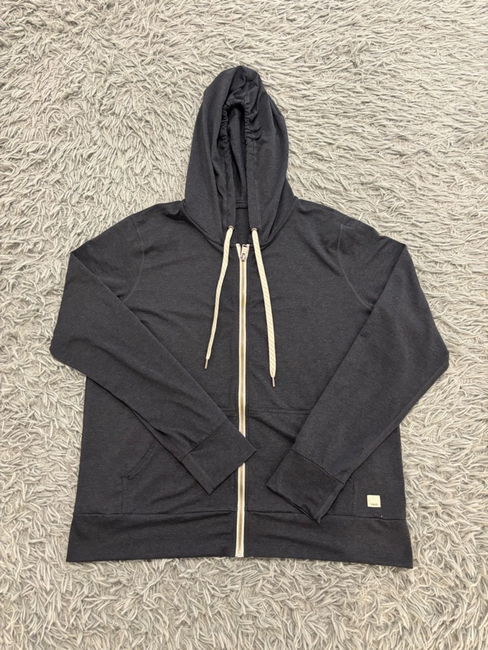 Vuori Halo Performance Hoodie 2.0 Women’s XL Heather Navy Full Zip Sweatshirt